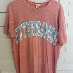 Outer Banks oversized short sleeve tee, tshirt, light faded pink, coastal
